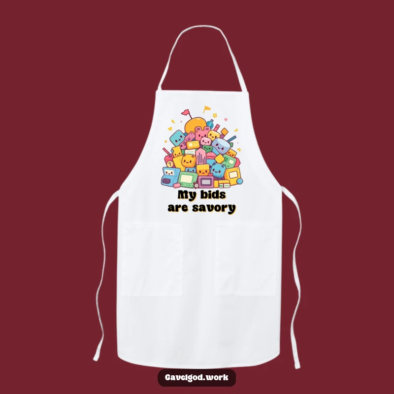 Funny Kawaii Auction Shapes Apron: Cook Up Some Fun with Bidding-Inspired Art