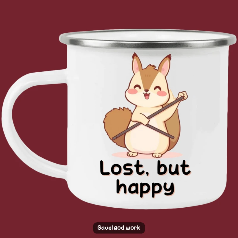 Funny Kawaii Squirrel Camping Mug: Adventure Awaits with Upward Paddle Point