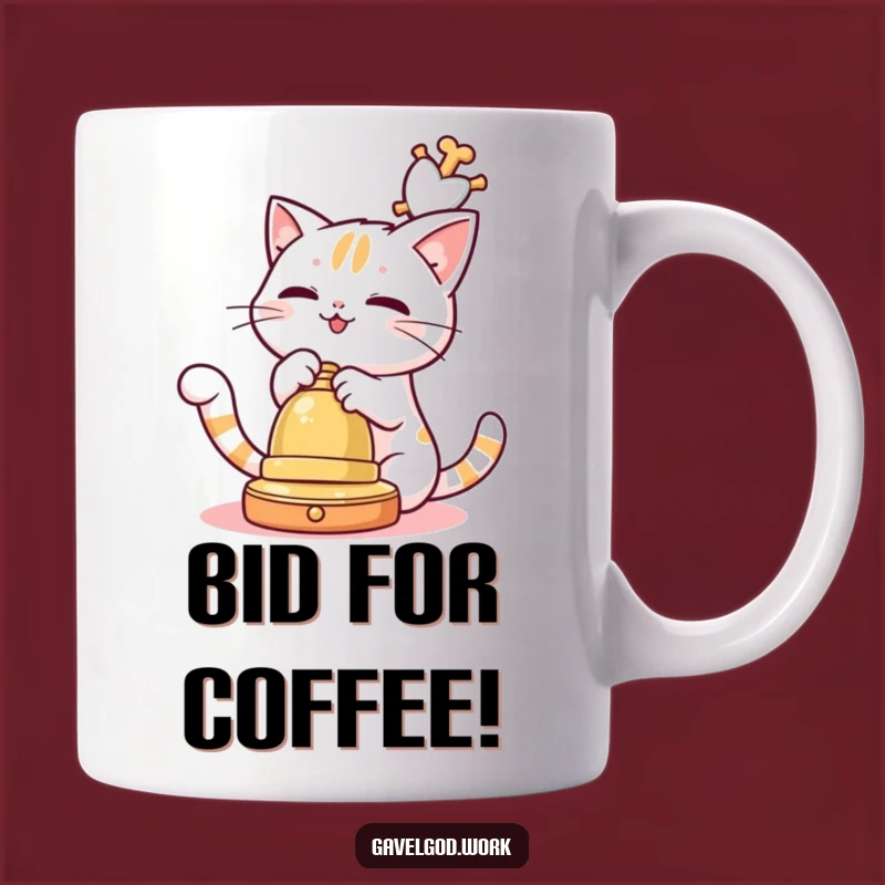 Funny Kawaii Cat Auction Mug: Playful Pounce and Purrfect Gift