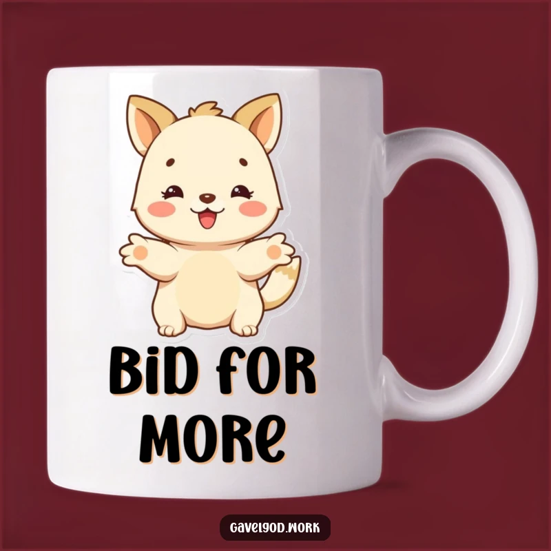 Funny Animal Auction Mug: Happy Character Makes a Generous Offer!