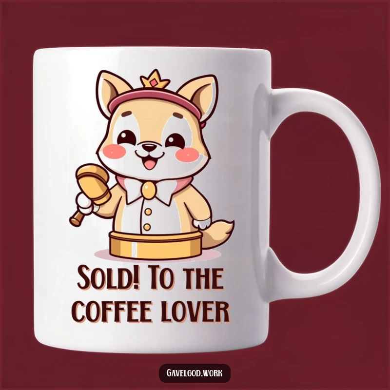 Funny Kawaii Auctioneer Mug - Animal Gavel Slamming Gift
