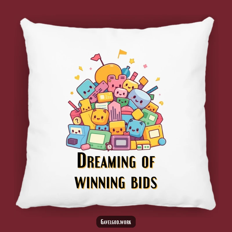 Funny Kawaii Auction Shapes Pillow: Cozy Up with Abstract Art and Humor