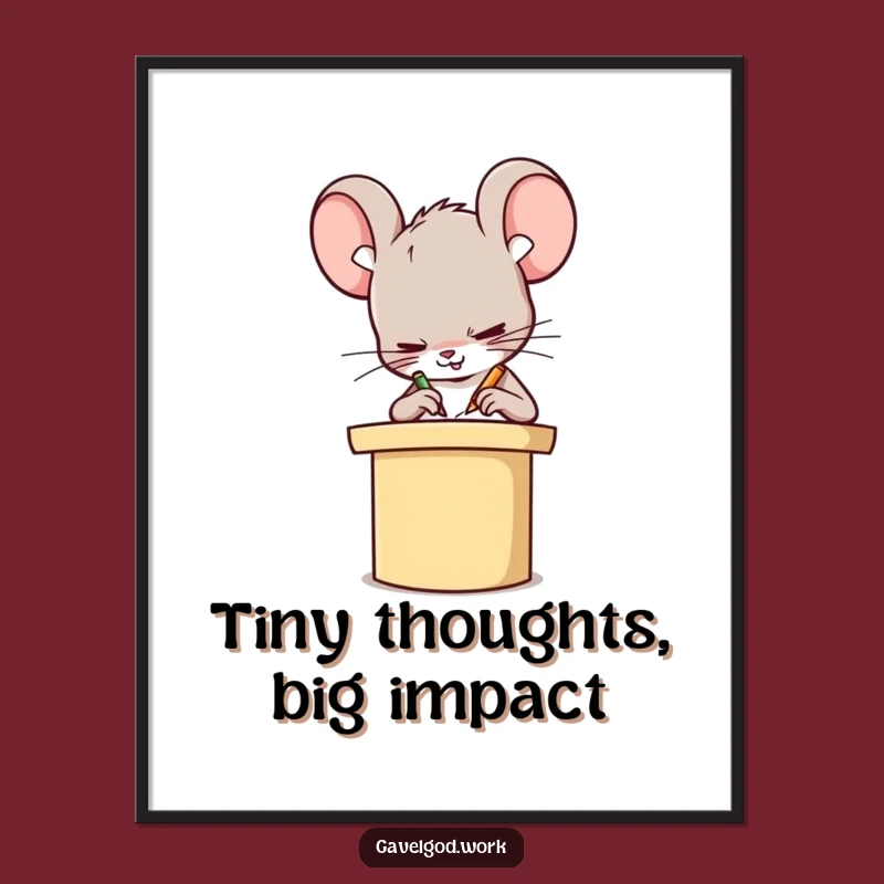 Funny Kawaii Mouse Scribbling Digital Art: Instantly Downloadable Humorous Decor