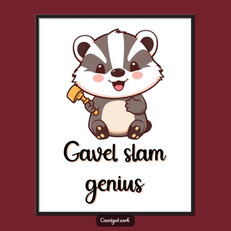 Funny Kawaii Badger Judge Poster: Wall Art for the Dutiful!