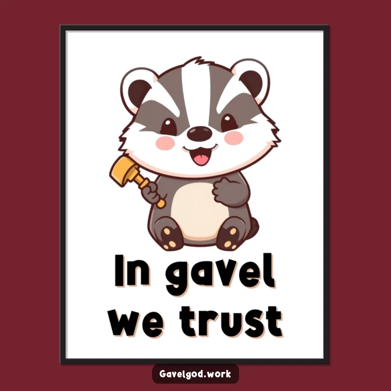 Free Printable Kawaii Badger Art: Proud Judge Animal Downloadable Wall Decor