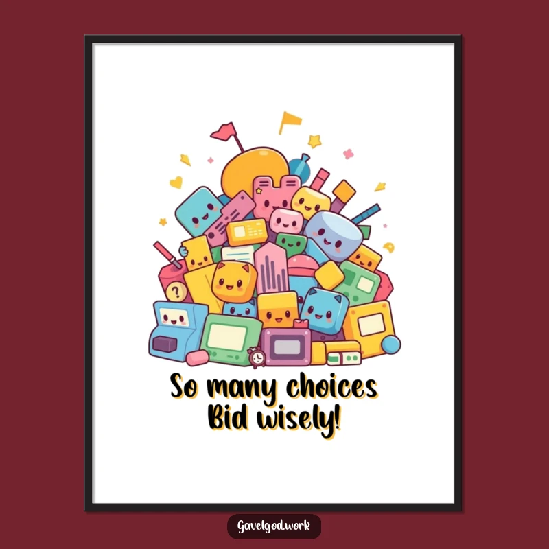 Funny Free Printable Wall Art: Kawaii Abstract Auction Shapes for Quirky Decor!