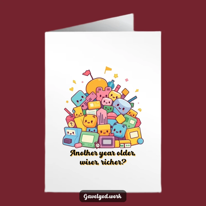 Funny Free Printable Birthday Card: Kawaii Auction Shapes for Laughs!