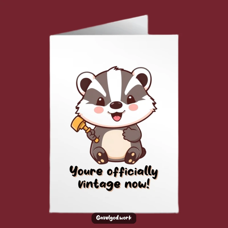 Free Printable Kawaii Badger Birthday Card: Proud Judge Badger Downloadable Gift