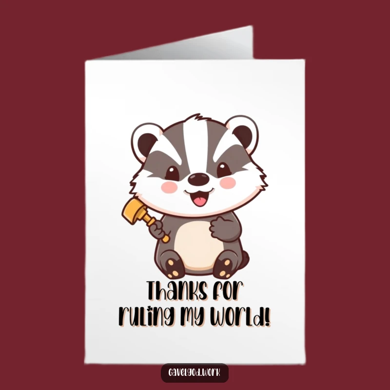 Free Printable Kawaii Badger Thank You Card: Proud Judge Badger Downloadable