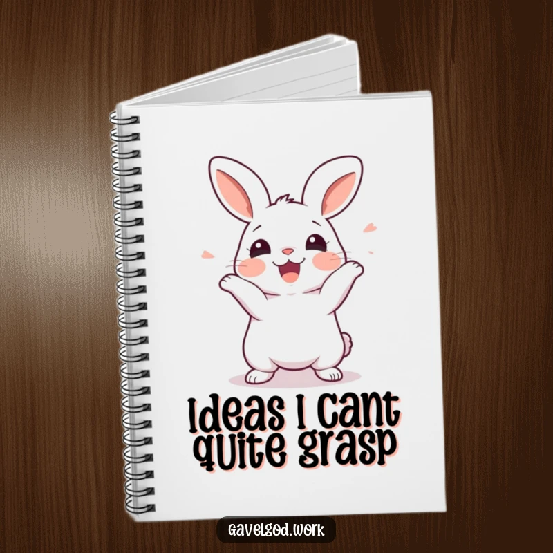 Funny kawaii rabbit notebook featuring a cute rabbit wiggling with pure excitement, ideal for capturing brilliant ideas.