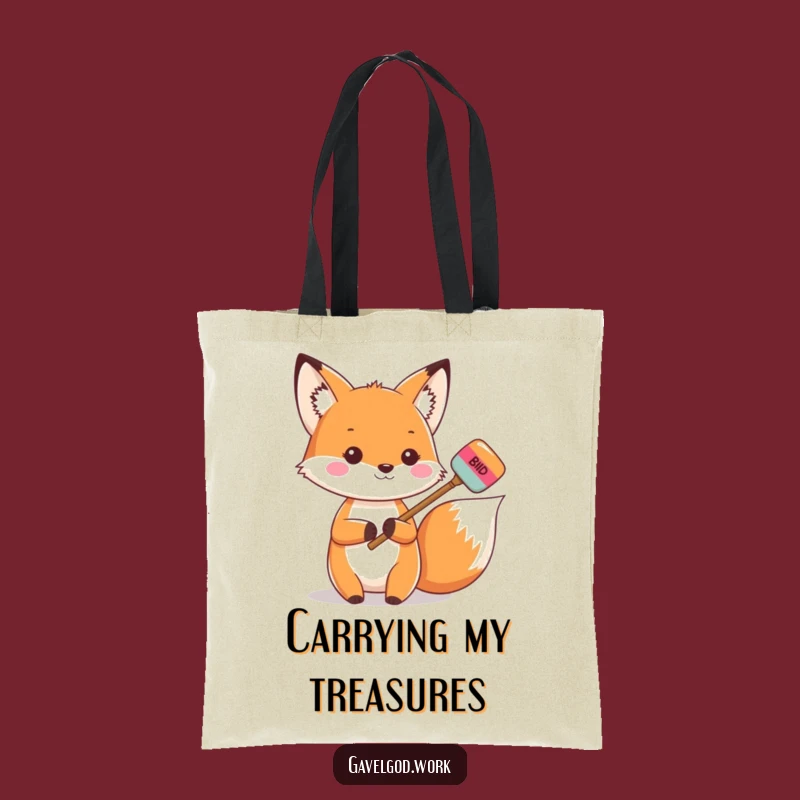 Funny Kawaii Fox Auction Tote Bag: Carry Your Treasures Wisely!
